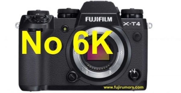 Fujifilm X-T4 может не получить запись 6К видео